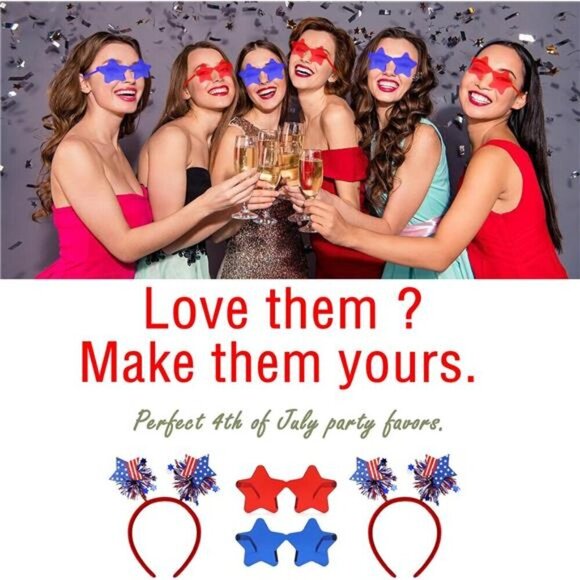 4 PCS Patriotic Accessories-2 Independence Day Headbands 2 Star Shaped glasses - Picture 7 of 8